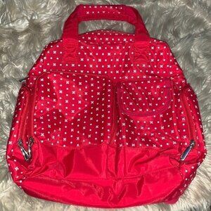Large Diaper Bag Back Pack Red and White Polka Dot